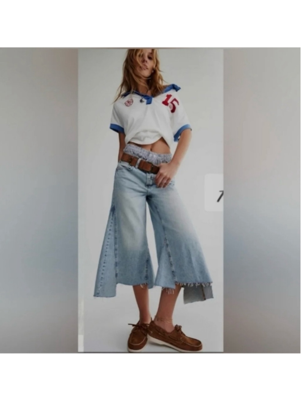 NWOT Free People We The Free Ripple Wide Leg Crop Jeans 27